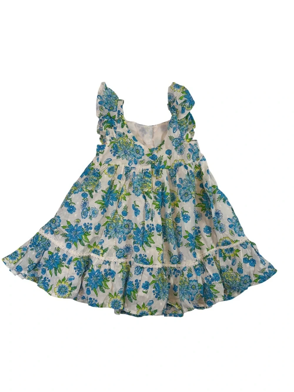 Happily Grey. Girls Blue & Green Floral Ruffle dress. Size 2T. Summer.